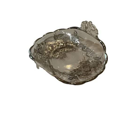 Silver City Glass Napkin Candy Bon Bon Trinket Serving Etched Dish - Picture 3 of 6